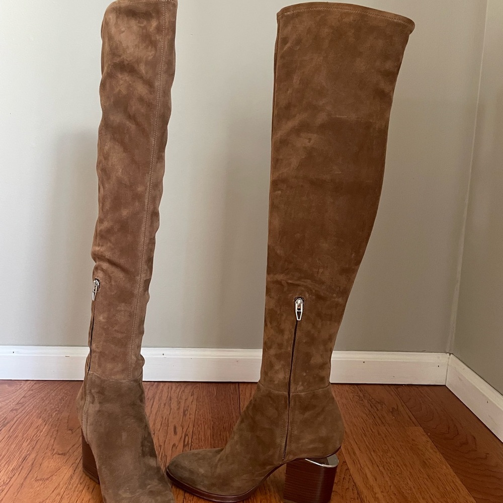 Alexander Wang suede over the knee boots.